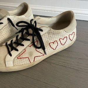 Golden Goose "Super Star" sneakers in suede/leather.  Embroidered detail. RARE